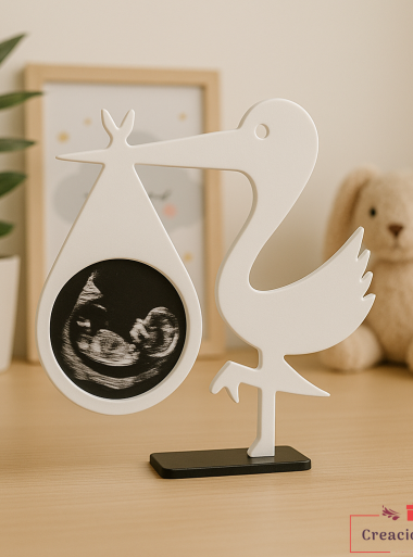 Marco para ecografía en forma de cigüeña con foto de bebé Portafotos anuncio de embarazo original Regalo para futuros papás – marco ecografía