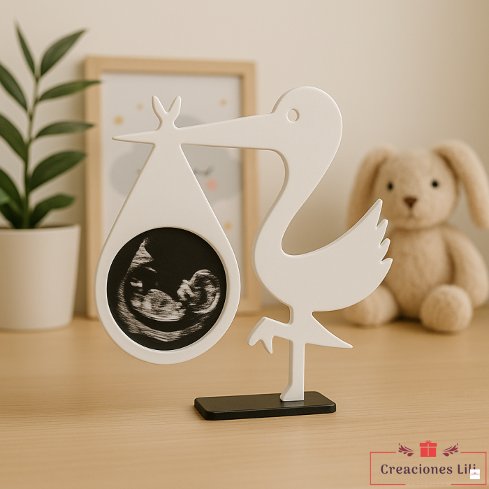 Marco para ecografía en forma de cigüeña con foto de bebé Portafotos anuncio de embarazo original Regalo para futuros papás – marco ecografía
